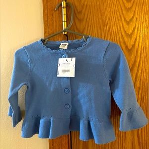 Janie and Jack light blue little girls cardigan. Size 3-6 months.